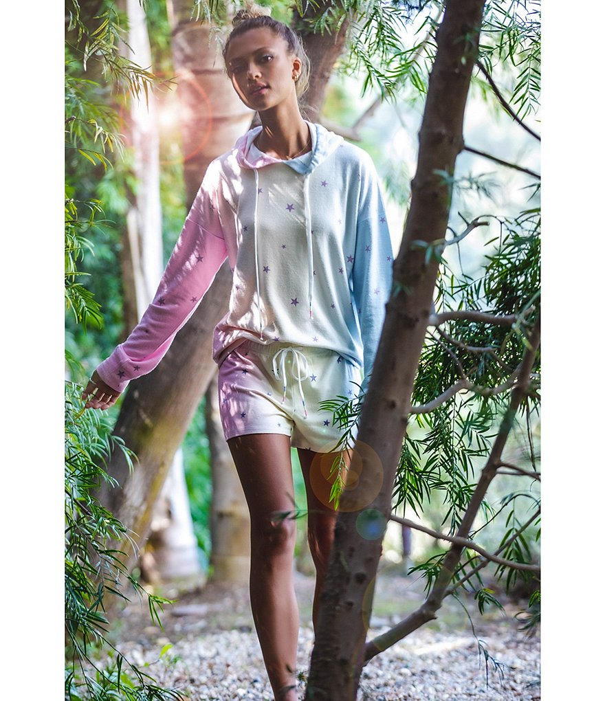 Pj Salvage Star Print Knit Hoodie Coordinating Sleep Top