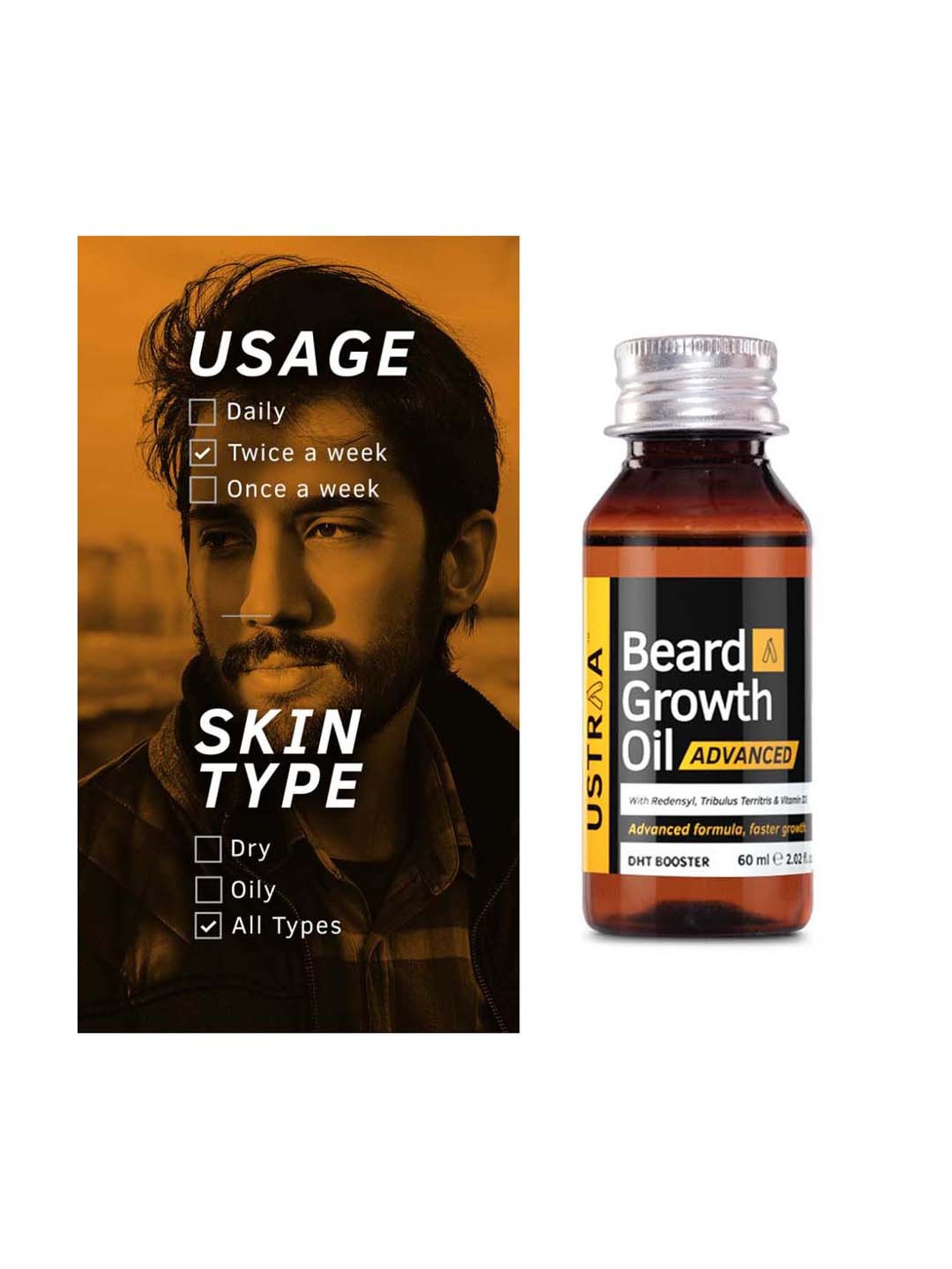 Ustraa Power Face Wash & Hair Growth Vitalizer Combo Set