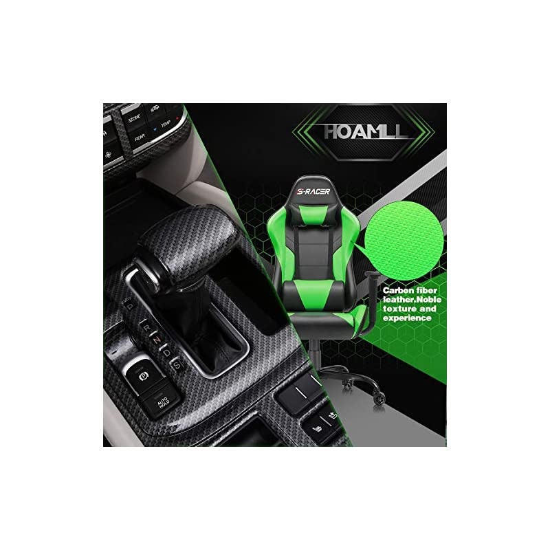 Height Swivel Ergonomic Executive Headrest for Adults Gaming Office Computer High Back Racing Desk Chair PU Leather Adjustable Seat, Black