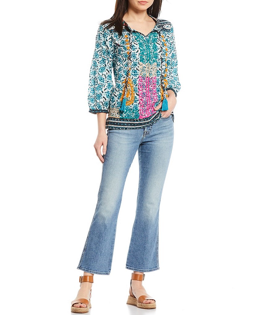 JEN7 by 7 for All Mankind Cropped Flare Leg Straight Hem Kick Jeans