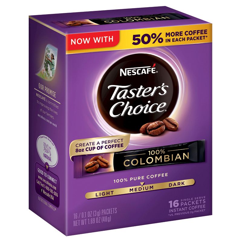 Nescafé Taster's Choice Colombian Medium Dark Roast Instatant Coffee - 16ct