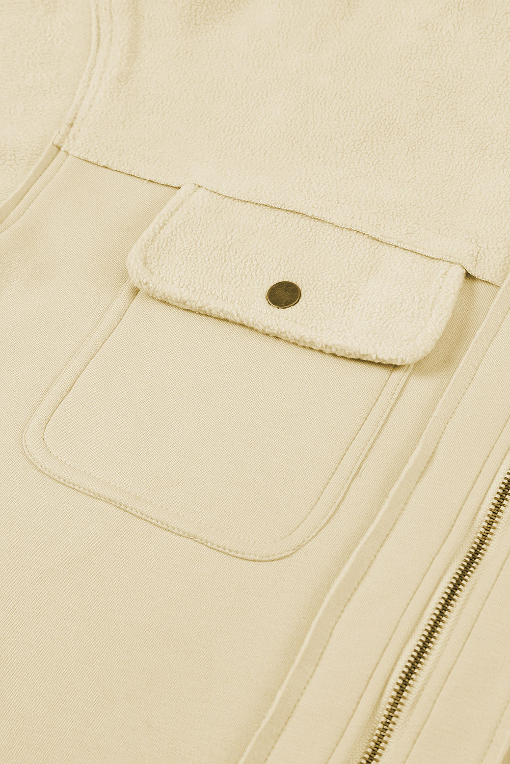 Apricot Bishop Sleeve Zip Up Hoodie Jacket with Flap Pockets