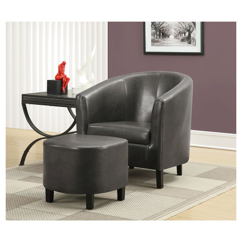 Faux Leather Accent Chair and Ottoman Charcoal Gray - EveryRoom