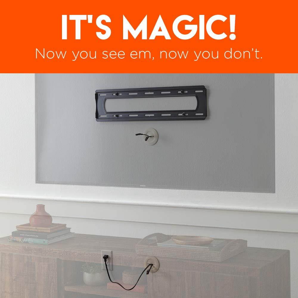 Echogear in-Wall Cable Management Kit - Cable Hider Conceals Low Voltage Cords - Includes 2 Pass Through Grommets, Locking Brackets, and Hole Saw Drill Attachment