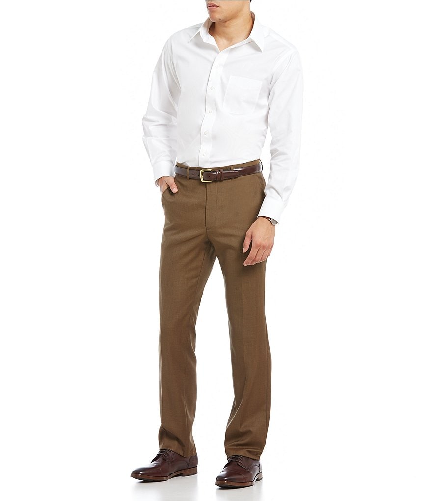 Santorelli Luxury Modern-Fit Flat Front Wool Dress Pants