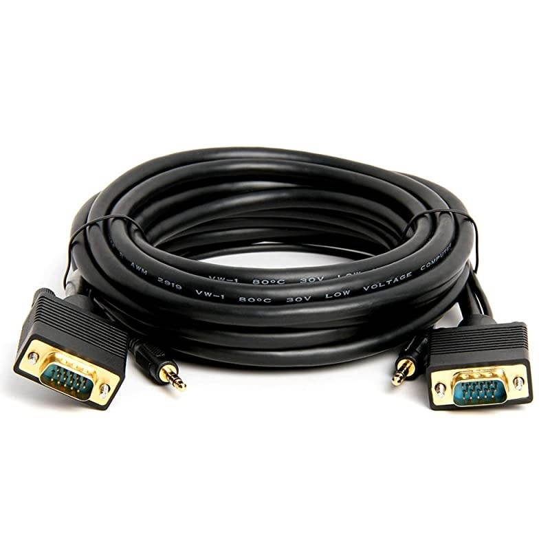 Cables Direct Online 100FT SVGA Monitor Cable, Male to Male 1080P Super VGA Display Cord for PC Projector Laptop TV