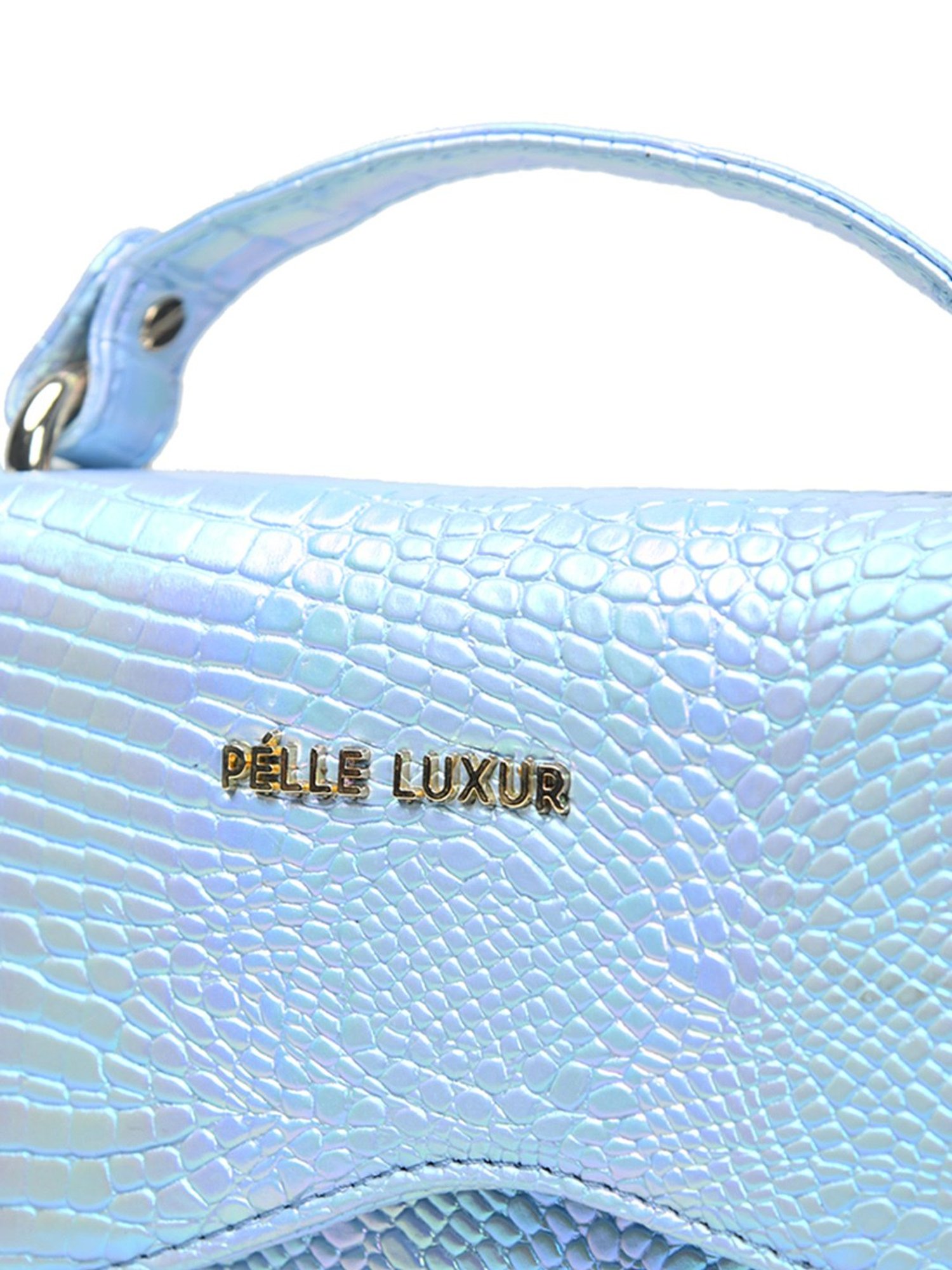 PELLE LUXUR Light Blue Animal Effect Small Cross Body Bag