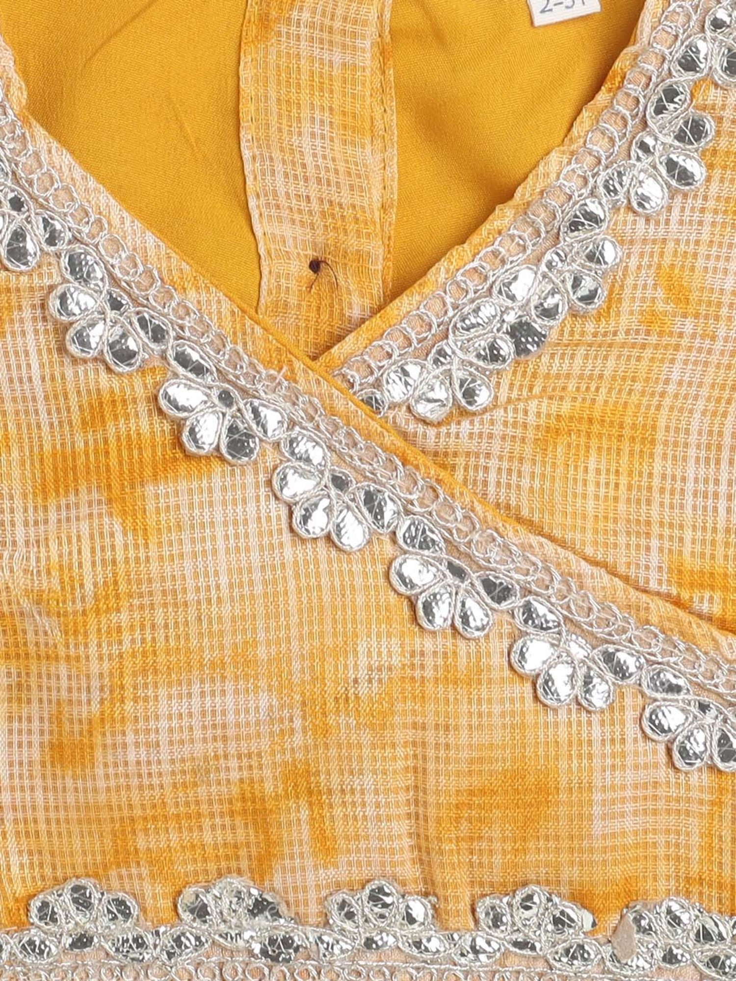 The Magic Wand Kids Mustard Embroidered Lehenga Cholis