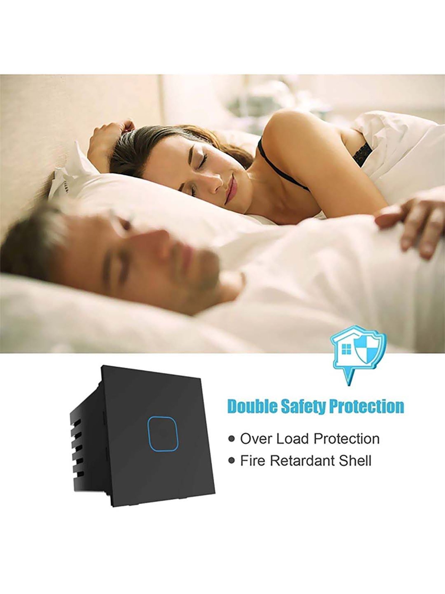 HomeMate 24A Smart Touch Switch Works with Google Assistant and Alexa (Black)