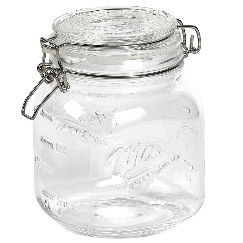 Grant Howard 51091 102 Ounce Classic Wide Mouthed Embossed Glass Mason Storage Jar Storage Container with Airtight Screw On Closing Lid