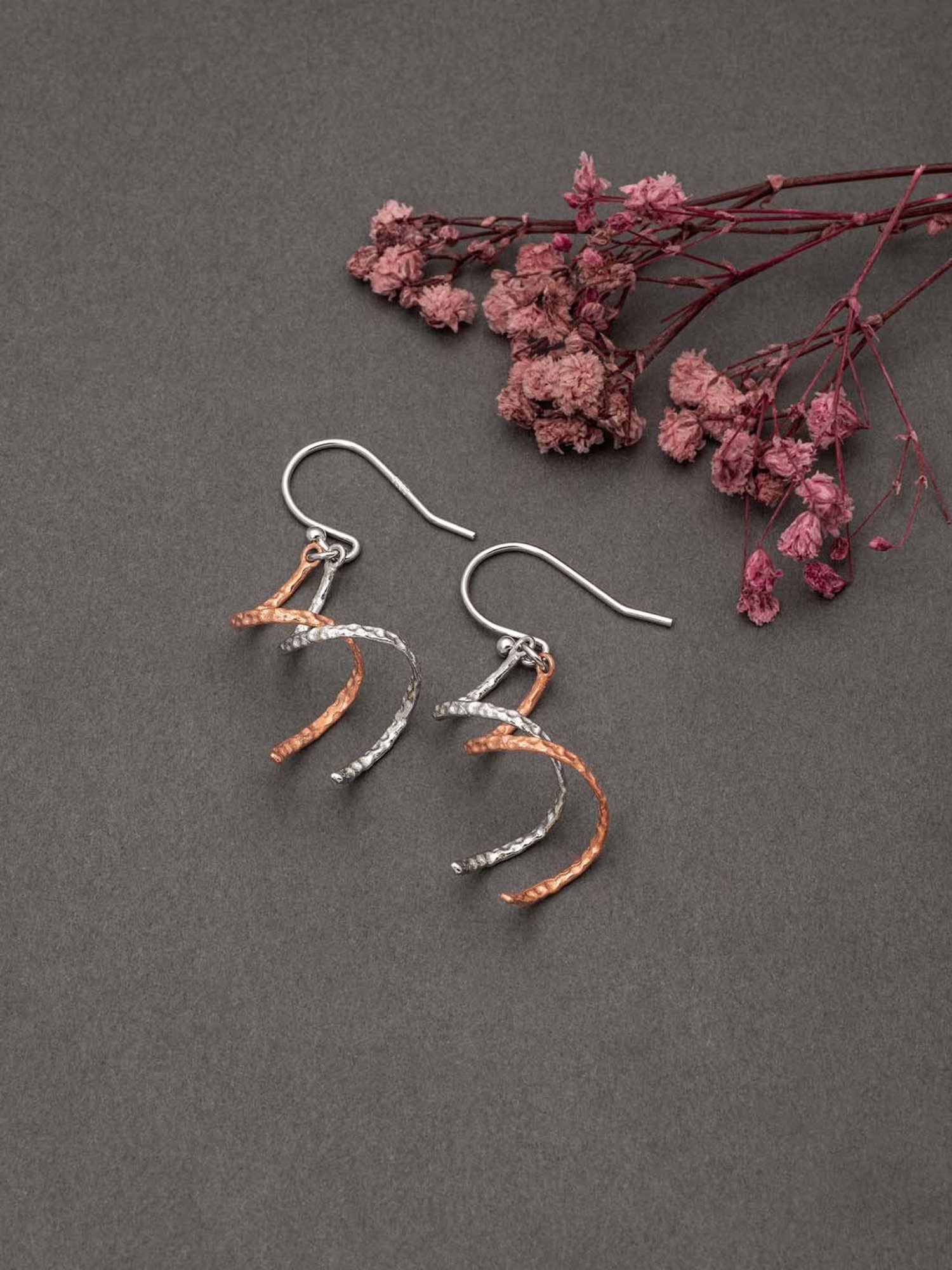 Silberry 925 Sterling Silver 18k Rose Gold Plated Two Tone Silver Spiral Drop Earrings for Women
