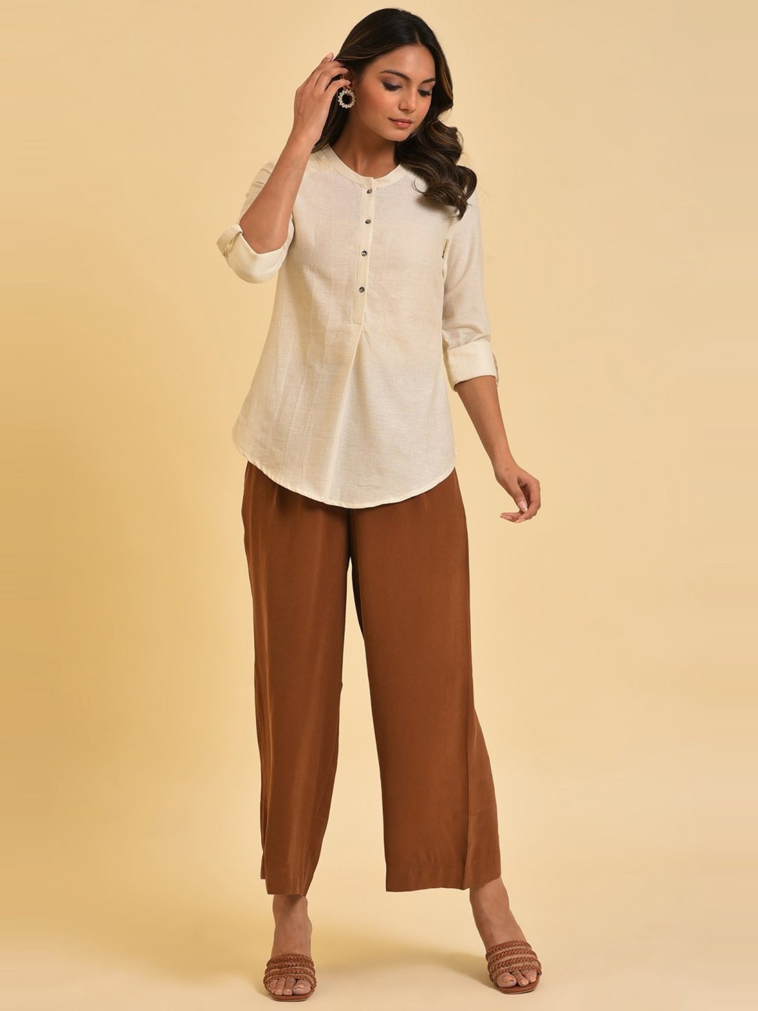 W Off-White Regular Fit Top