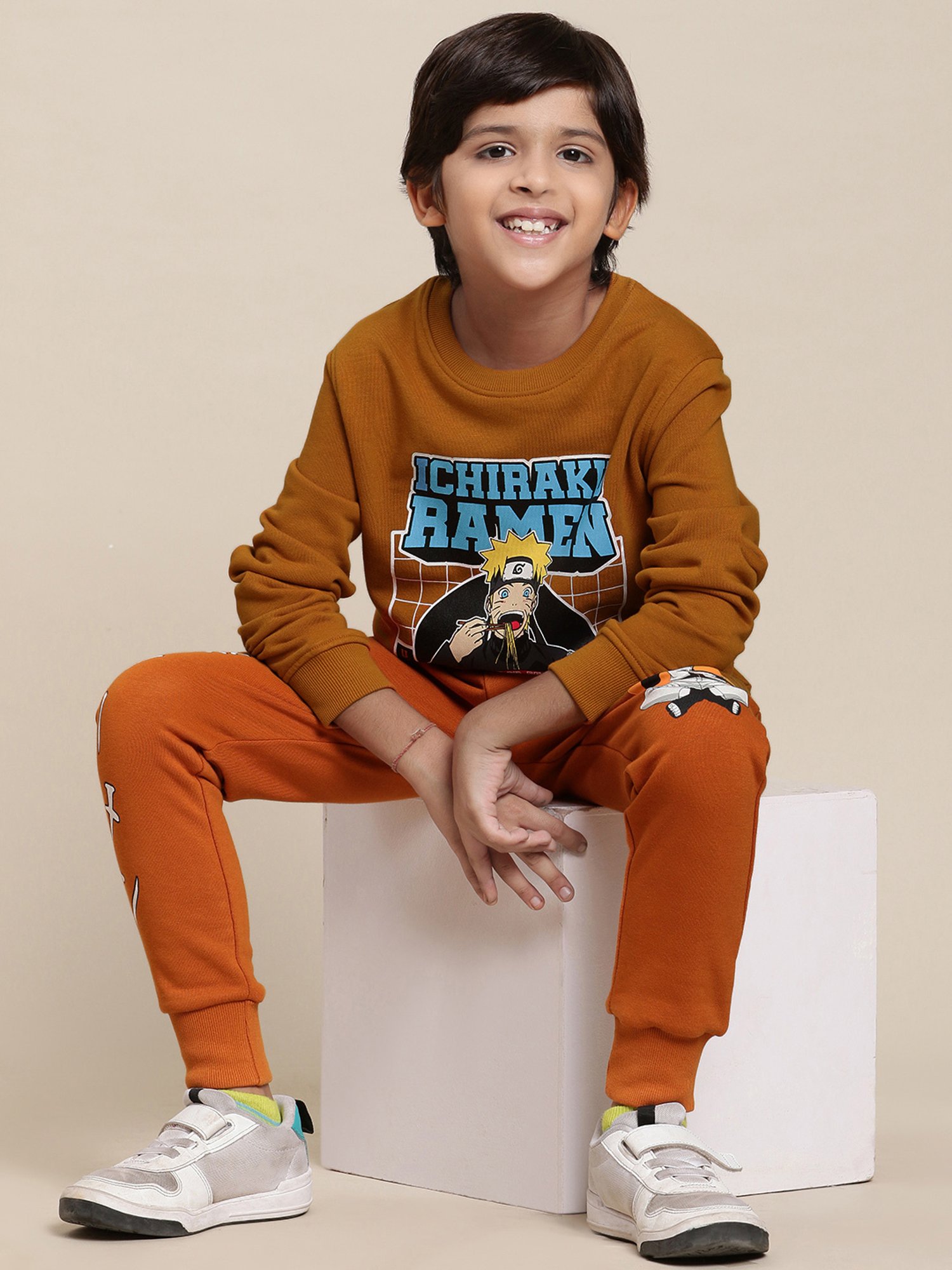 Kidsville Naruto Printed Brown Sweatshirt For Boys