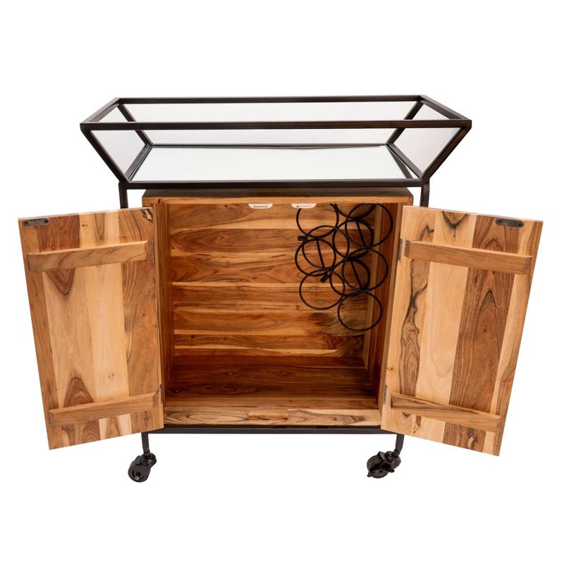 Flash Furniture Castleberry Rustic Wood Grain and Iron Kitchen Serving and Bar Cart