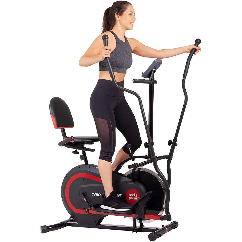 Body Flex Sports Body Rider BRF700 Stationary Full Body Cardio Exercise Upright Fan Bike with Dual Action Handlebars and Adjustable Seat
