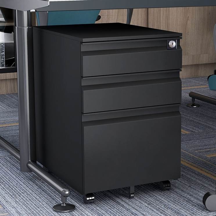 3 Drawer Mobile File Cabinet with Lock, Metal Filing Cabinet Legal/Letter Size, Fully Assembled Except Wheels