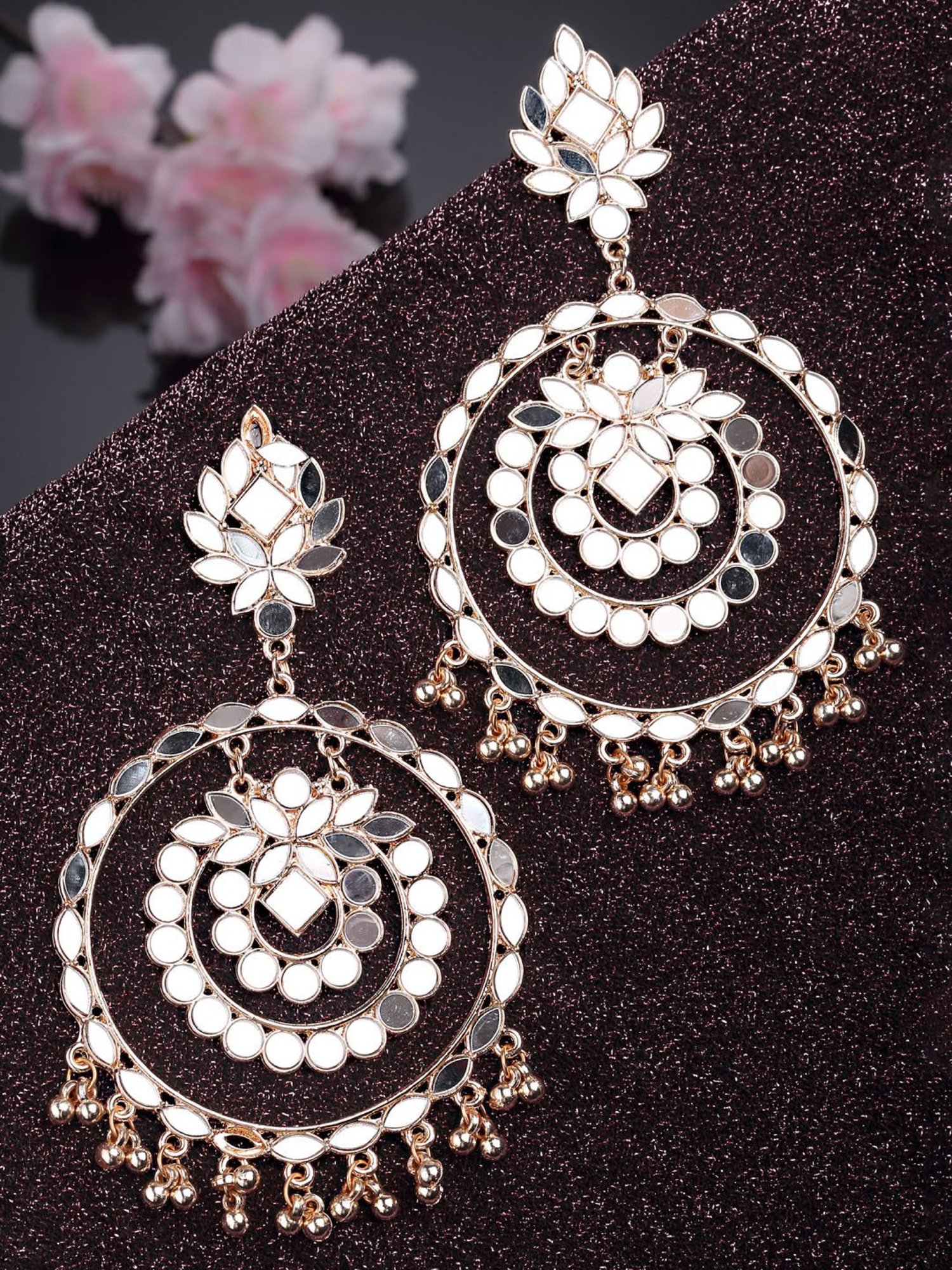 Karatcart Rose Gold-Plated Mirror Dangler Earrings for Women