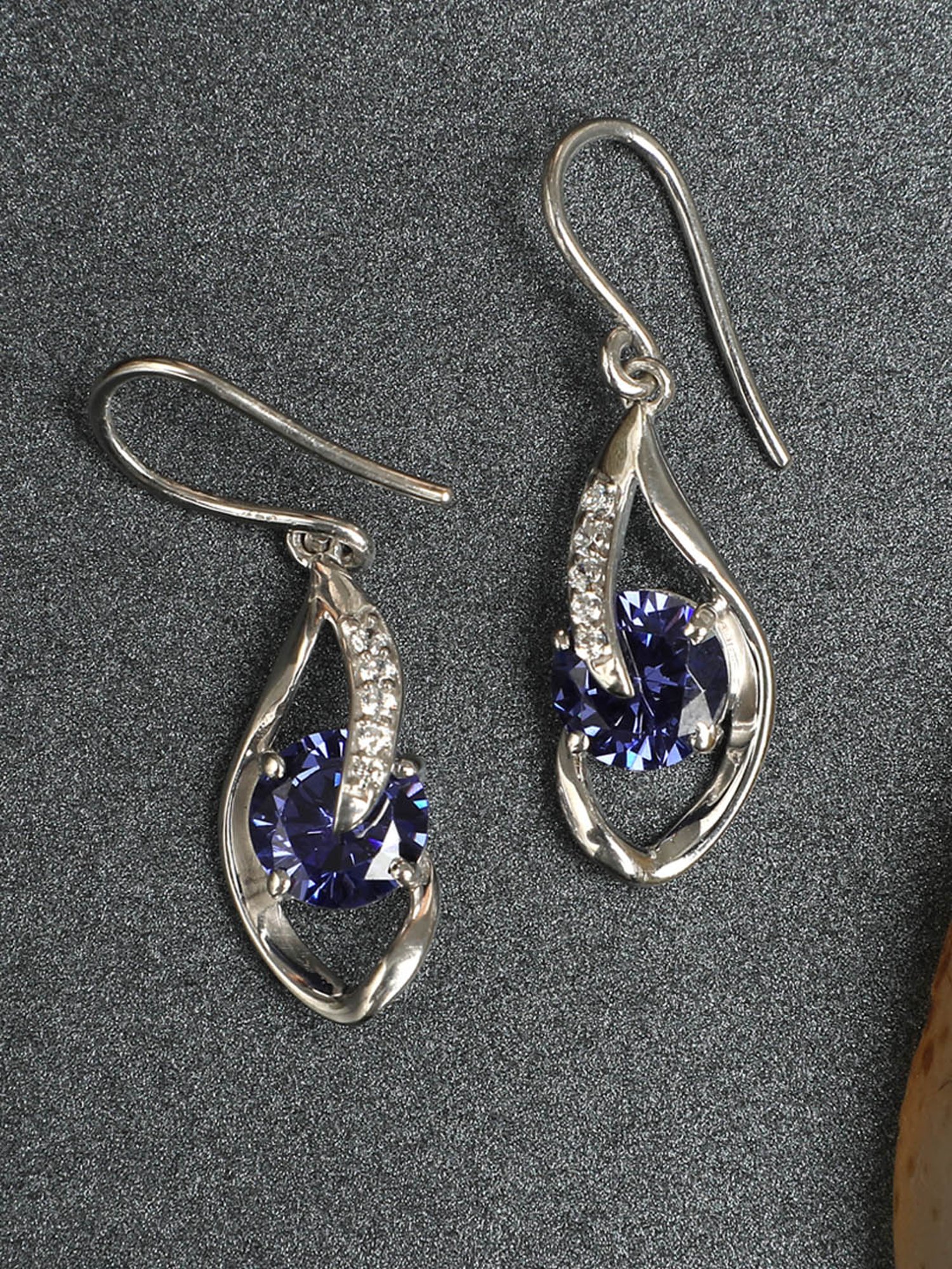 Clara 92.5 Sterling Silver Swiss Zirconia Royal Blue Eye Drop Earrings