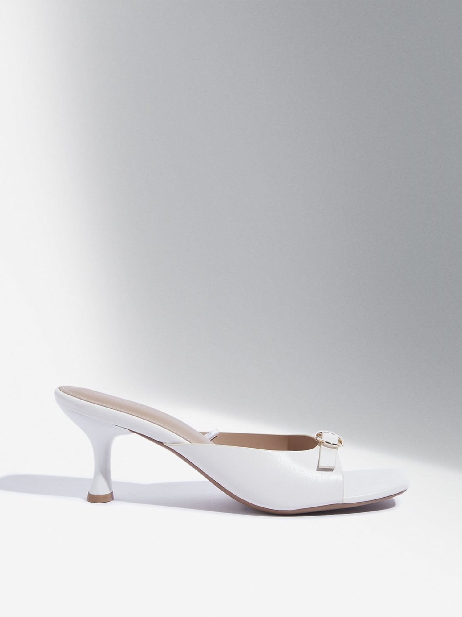 LUNA BLU by Westside White Buckled Heel Sandals