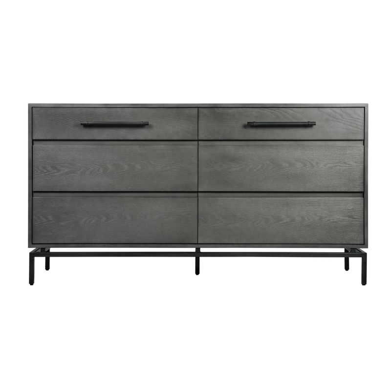 Ashton 6 Drawer Wood and Metal Dresser Gray - Finch