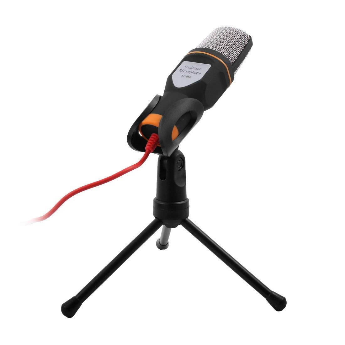 uxcell PC Laptop Computer Adjustable Stand 3.5mm Jack Condenser Sound Podcast Studio Microphone Black