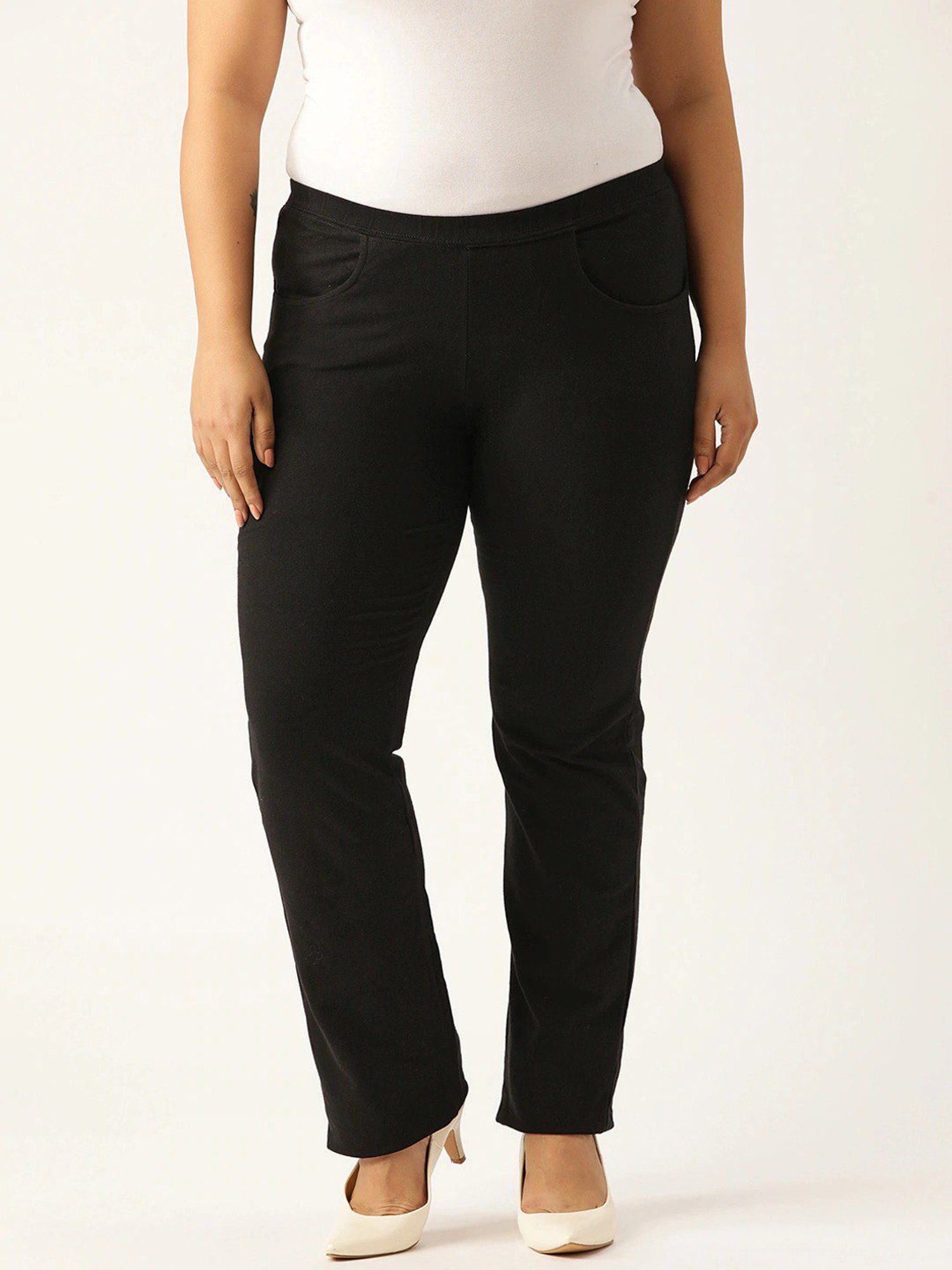 theRebelinme Black Cotton Regular Fit Pants