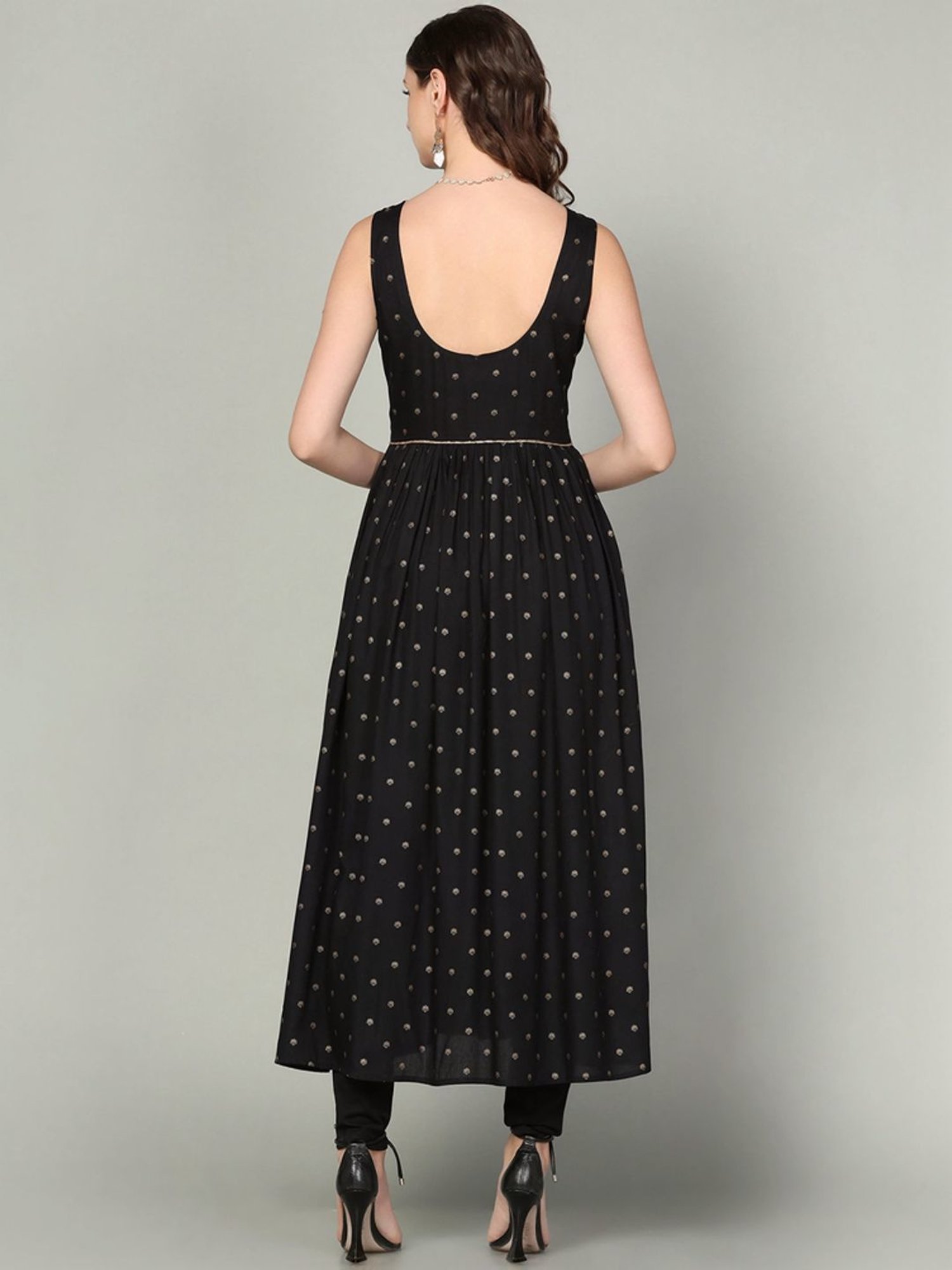 Skylee Black Printed A Line Kurta