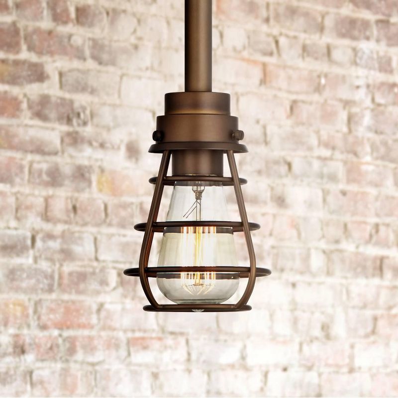 Franklin Iron Works Oil Rubbed Bronze Mini Pendant Light 5" Wide Rustic Farmhouse LED Edison Fixture Kitchen Island Dining Room