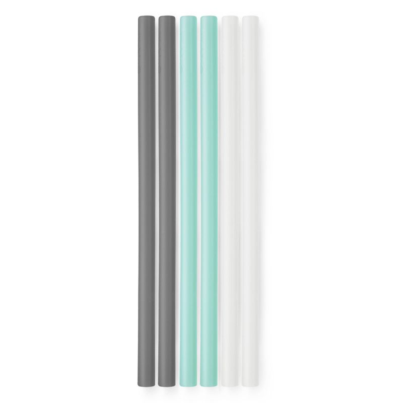 GoSili 6pk Standard Silicone Straws Mint/Gray