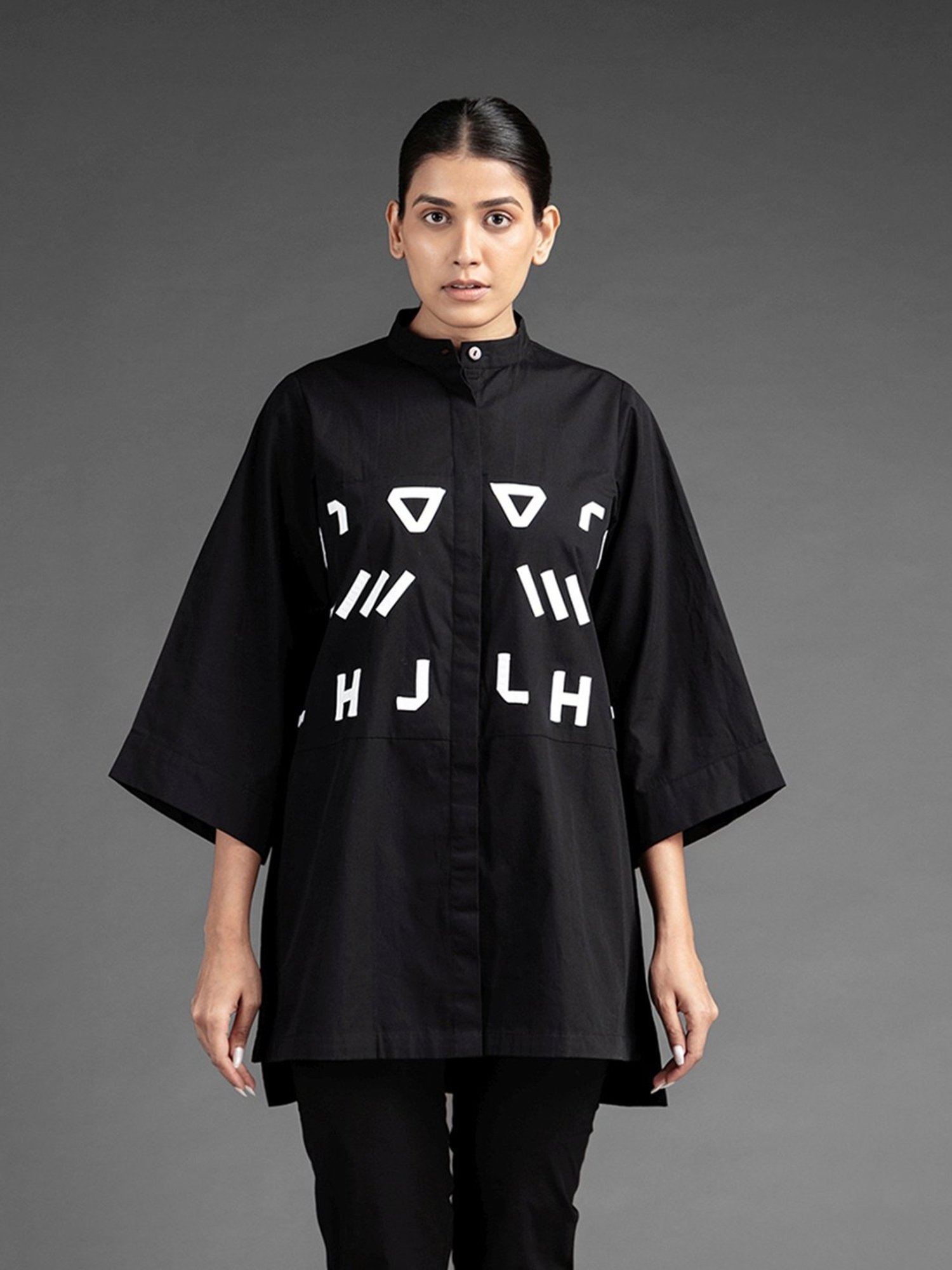 House of Manaa Black Alphabetic Shirt