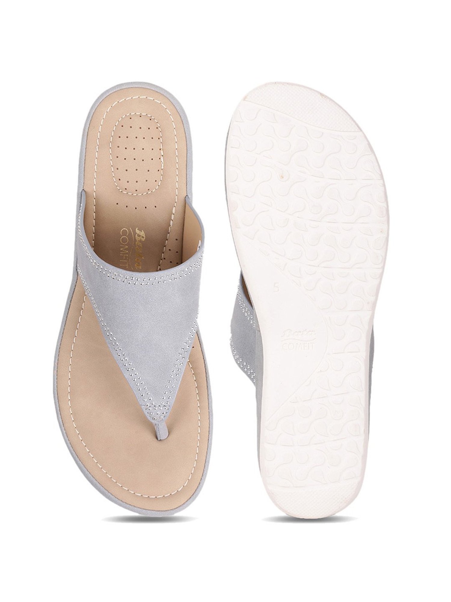 Bata Women's Grey Thong Sandals