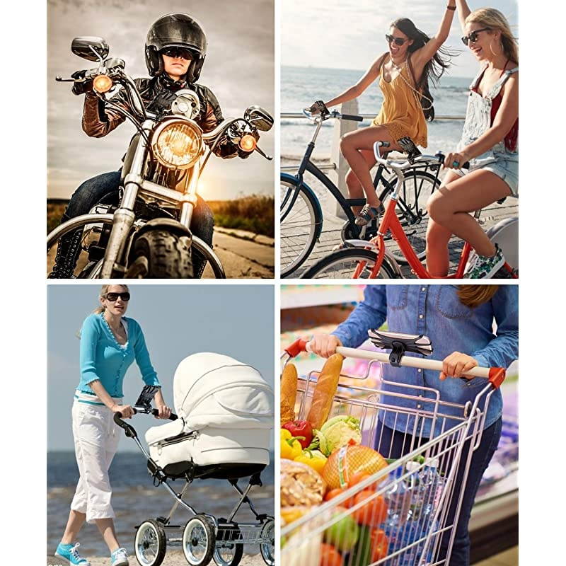 Phone Holder for Bike 360&deg; Rotation Motorcycle Phone Mount with Silicone Buckle Design Adjustable Handlebars Bicycle Phone Mount Universal for iPhone 12 11 Pro X 8 7 SE, Samsung S20, 4'' - 7'' Phones