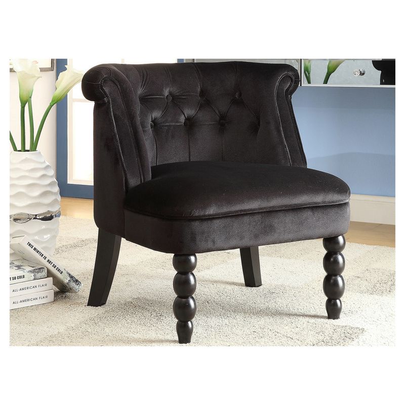 Flax Victorian Style Contemporary Velvet Fabric Upholstered Vanity Accent Chair - Black - Baxton Studio