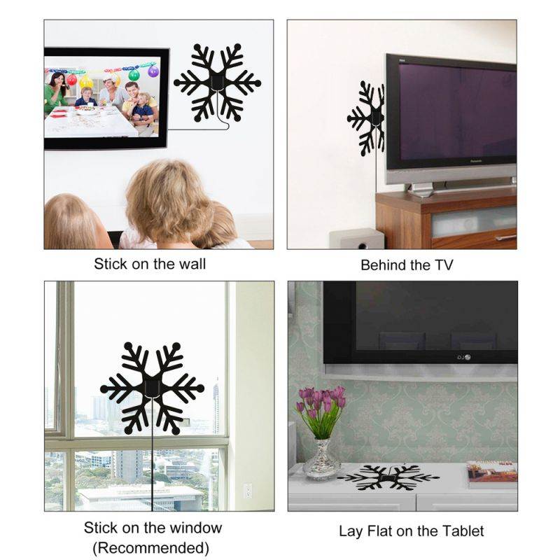 25dB Indoor Digital TV Aerial Digital HDTV Antenna 80 Miles TV Radius Antenna VHF UHF Antenna with Universal Connector