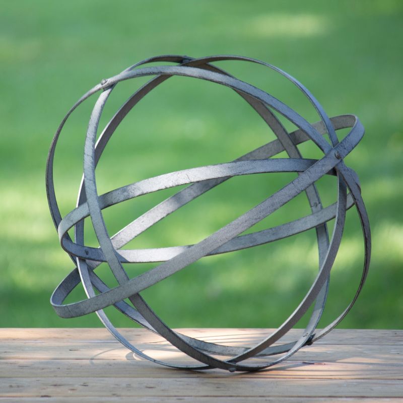 Large Distressed Black Metal Decorative Sphere Sculpture - Foreside Home & Garden