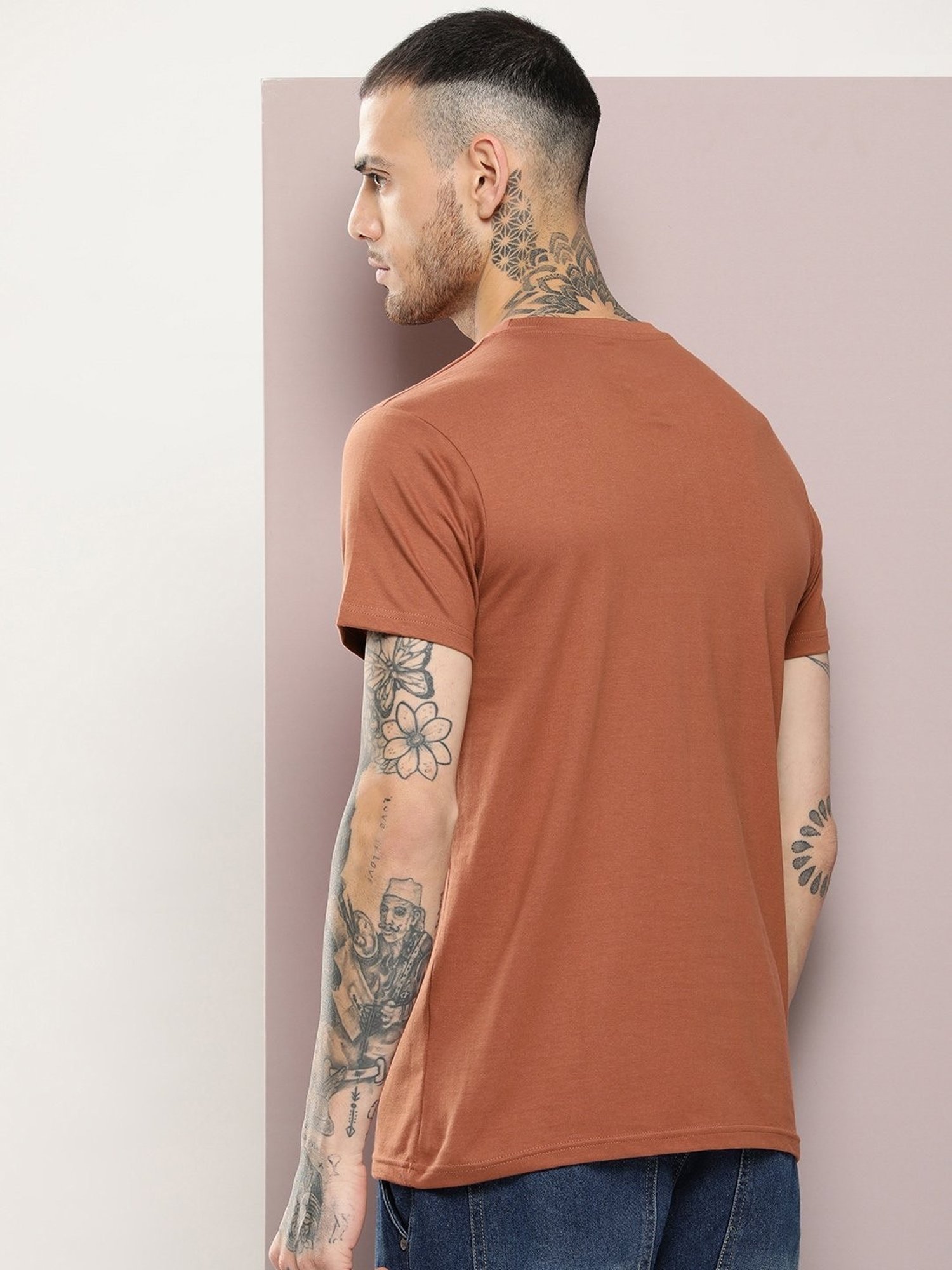 Dillinger Brown Cotton Regular Fit T-Shirt