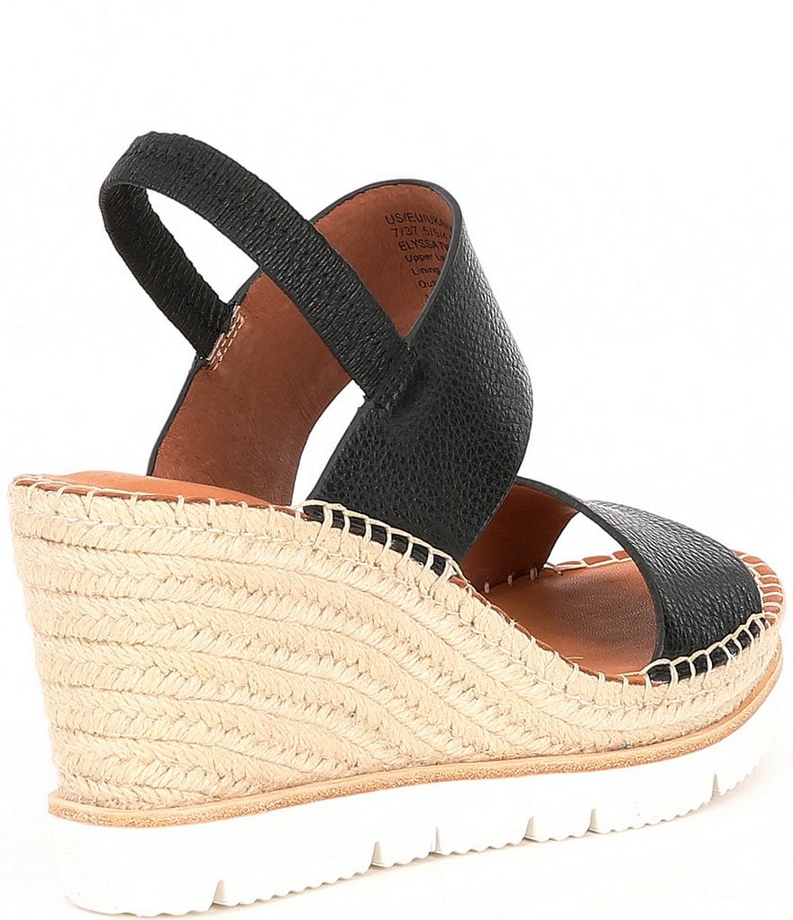 Gentle Souls Elyssa Leather Two Band Espadrille Wedge Sandals
