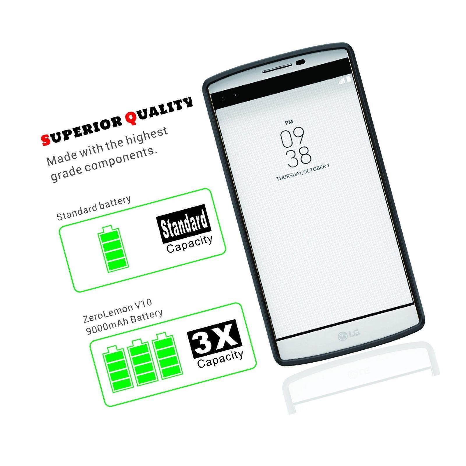 LG V10 Battery Case ZeroLemon LG V10 9000mAh TriCell Extended Battery + Soft ...
