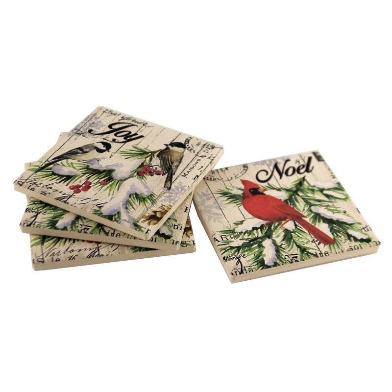 Tabletop 4.0" Noel Coasters Red Bird St/4 Carson Home Accents  -  Coasters