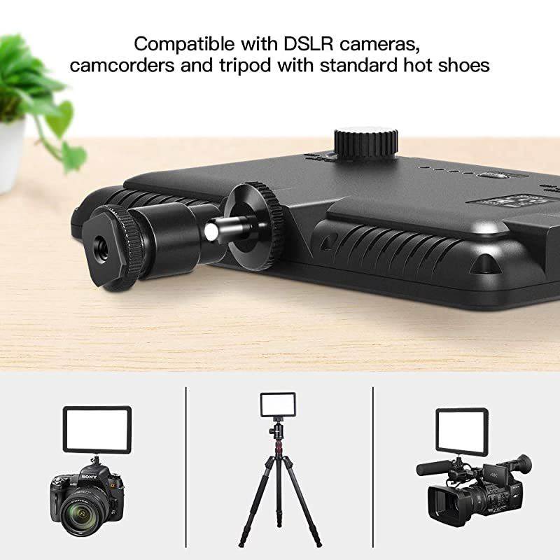 Led Video Light, Built-in Rechargeable Battery on Camera Light, 3200K-5600K Bi-Color Dimmable, CRI95+, with Hot Shoe Ball Mount, USB Cable Video Lighting for YouTube, Children,Wedding Shooting