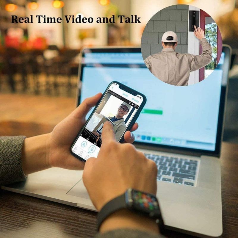 PFMY.DG Wireless Video Doorbell 720P HD Security Camera Doorbell, Support 2-Way Motion Detection Night Vision and App, for iOS Android