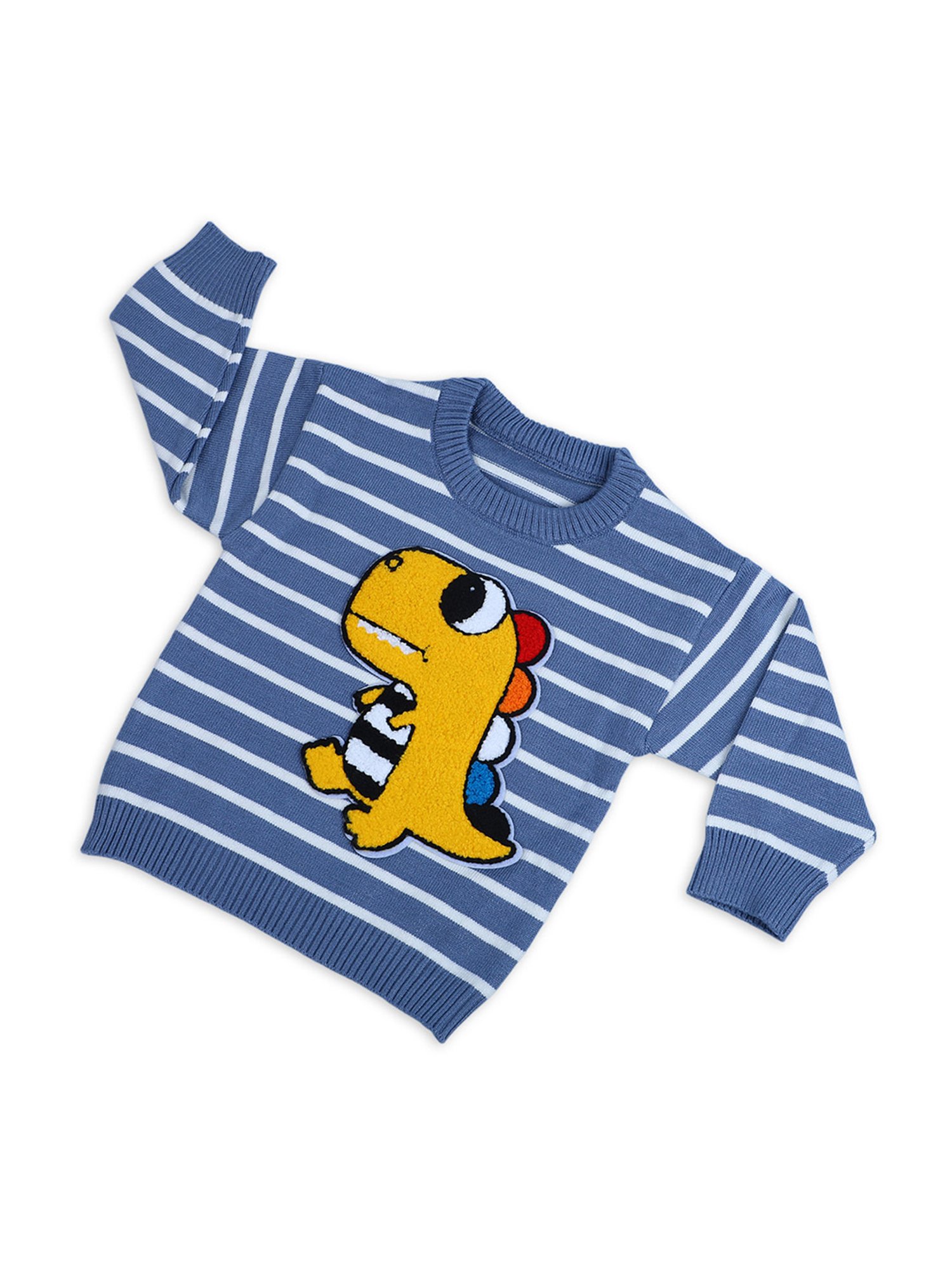 Baby Moo Kids Blue & Yellow Printed Full Sleeves Sweater