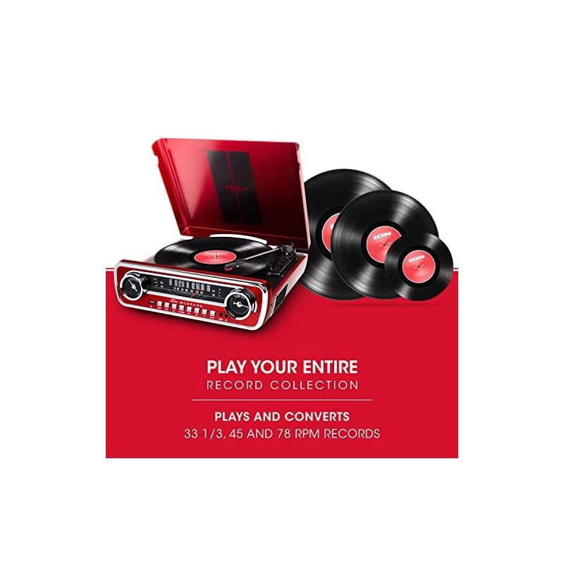 AudioFord LP4in1 Classic Car Styled Music Center Red Mustang LP