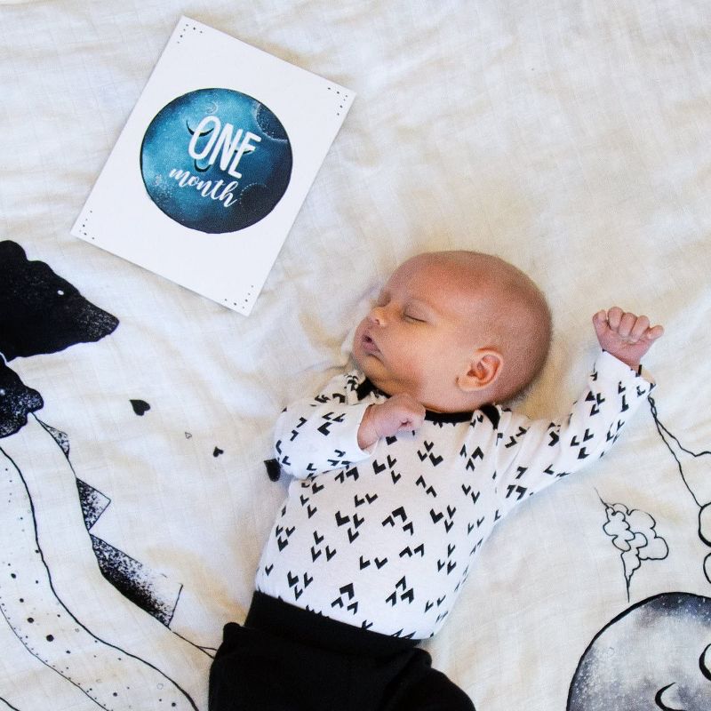 JumpOff Jo - 3-Piece Set, Swaddle Blanket, Security Bear, Monthly Photo Cards