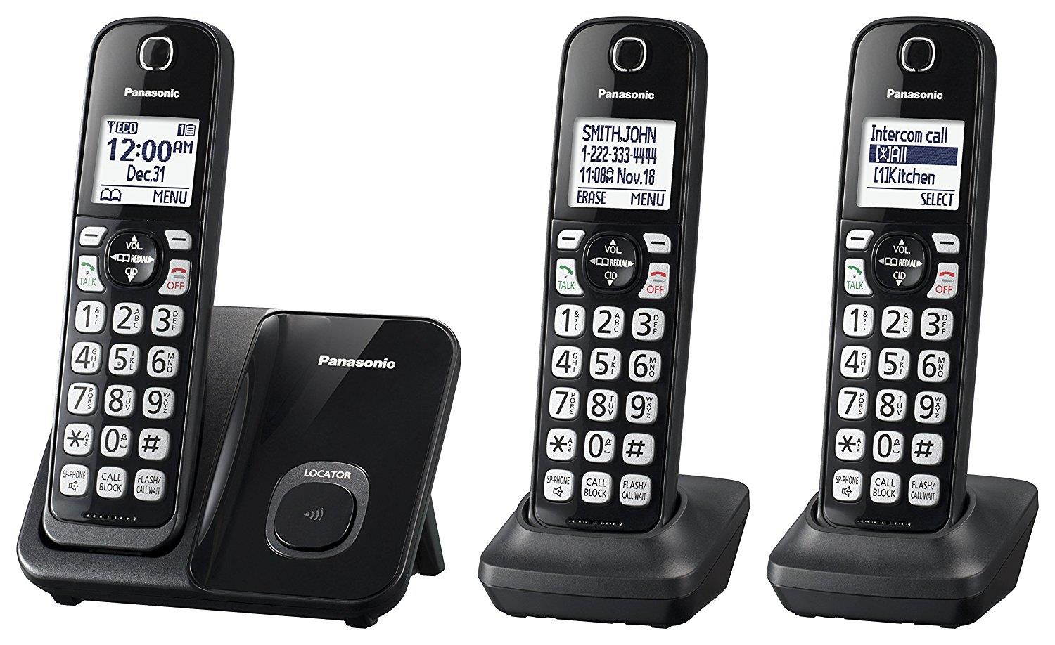 Panasonic KX-TGD513B Expandable Cordless Phone with Call Block - 3 Handsets