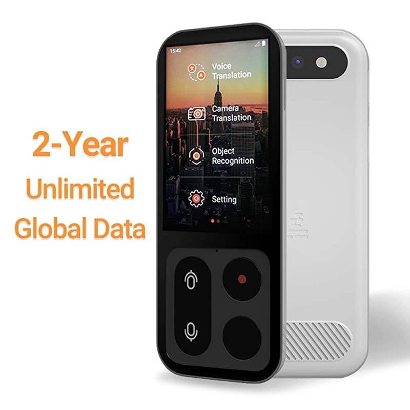 Voice Language Translator Device 2Year Unlimited Global Data Support Photo Translation 31inch Touch Screen 55 Languages +75 Accents Instant TwoWay Portable Translator Fly White