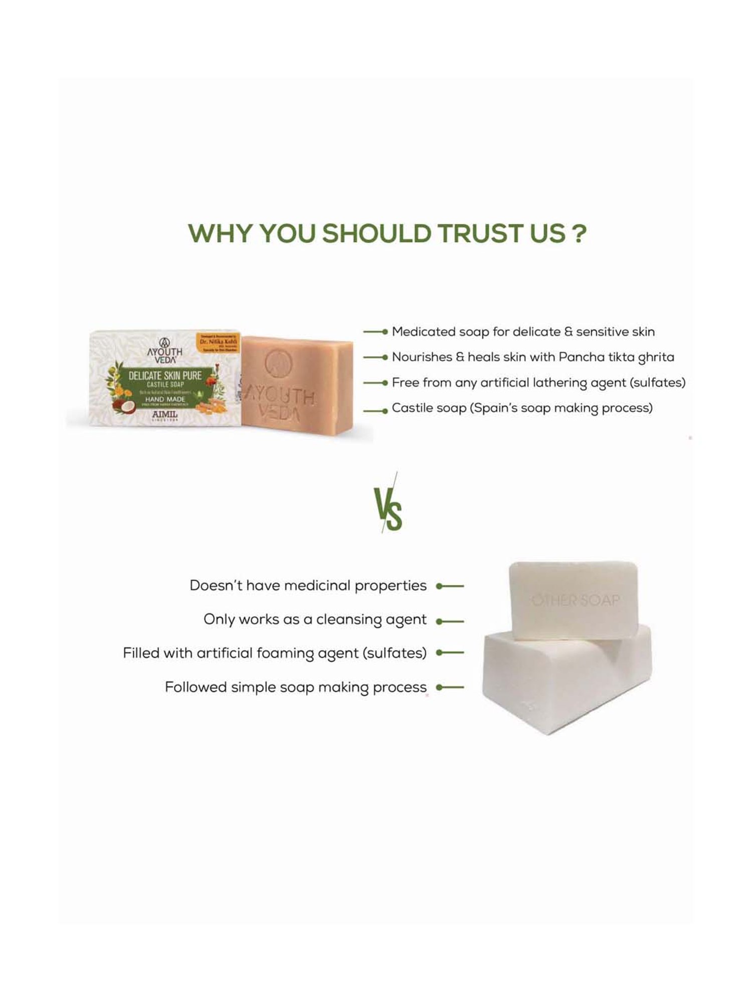 AyouthVeda Delicate Skin Pure Castile Soap - 100 gm