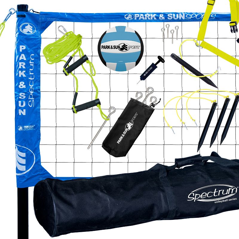 Park & Sun Sports Spectrum Pro Professional Portable Outdoor Tournament Sand Volleyball Net Set with Accessories