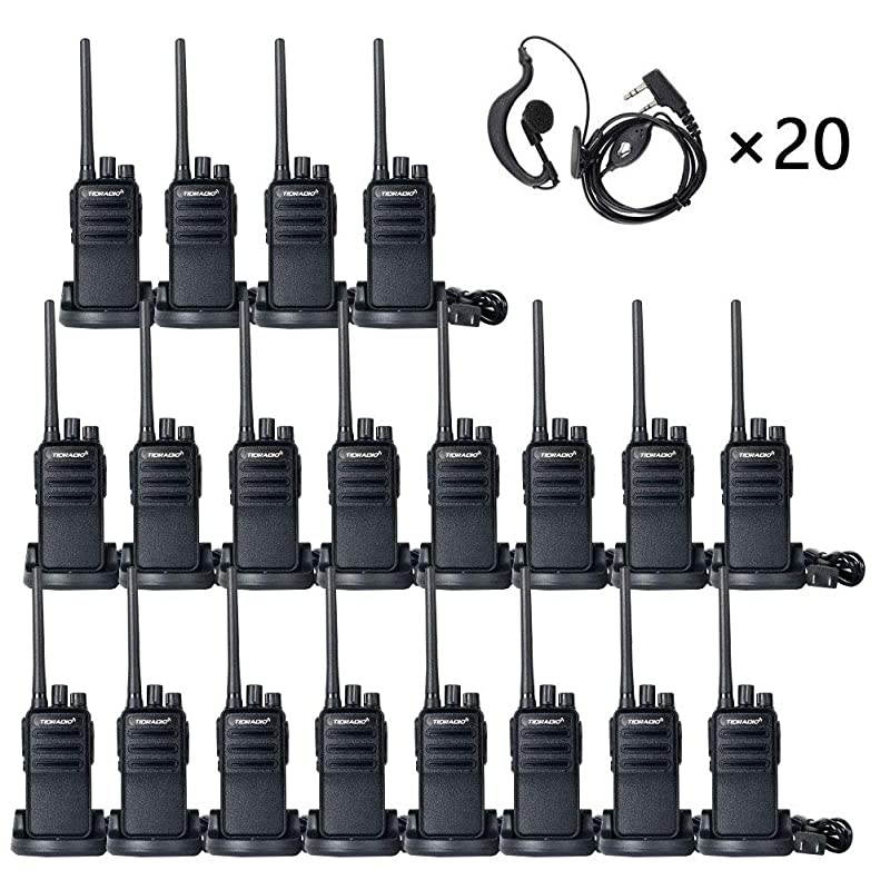 TD60 Two Way Radio UHF 2 Way Radios Walkie Talkies Long Range 16CH 2 Way Radio with Earpiece 20 Pack