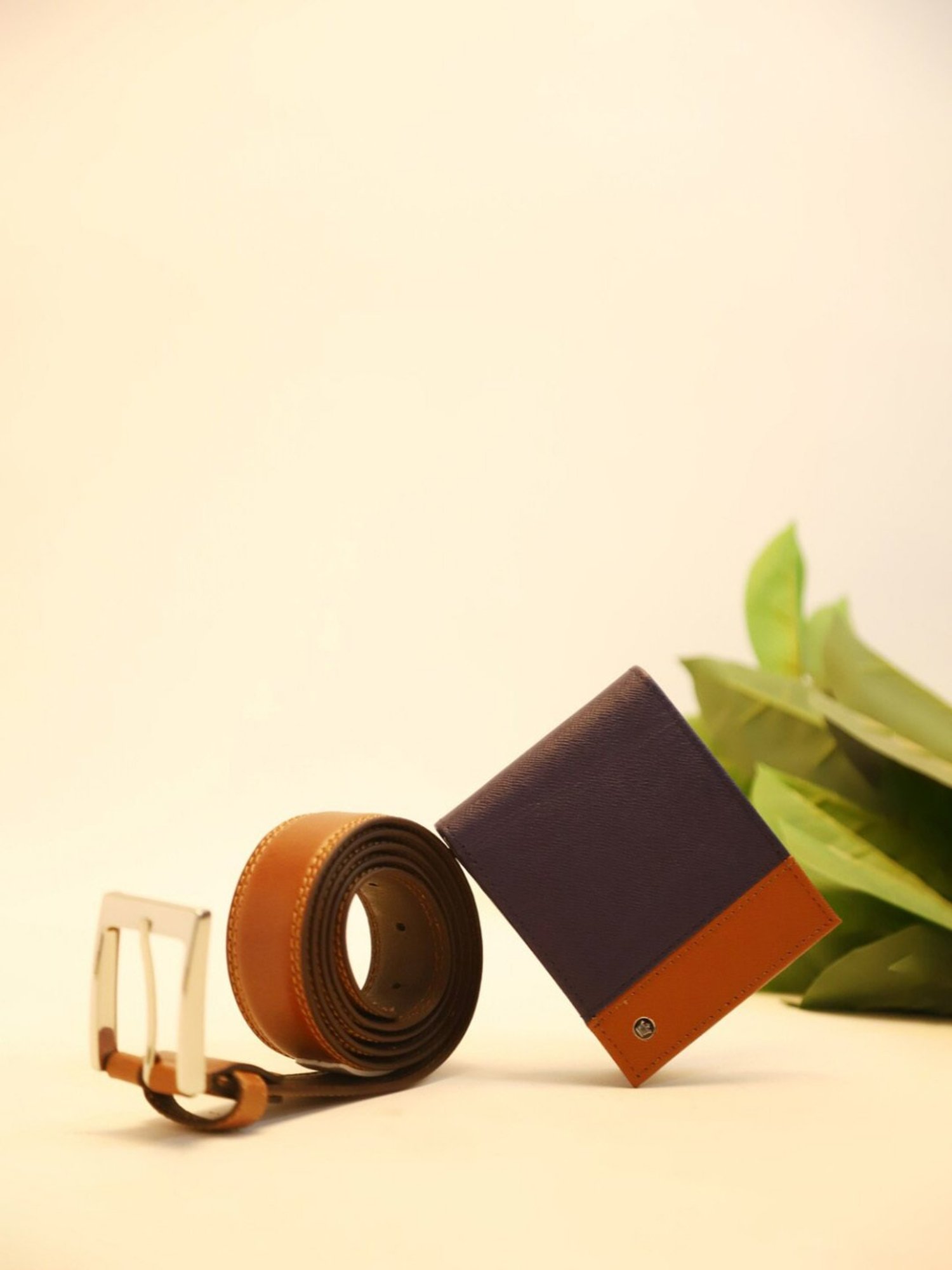 Louis Philippe Navy Leather Bi-Fold Wallet for Men